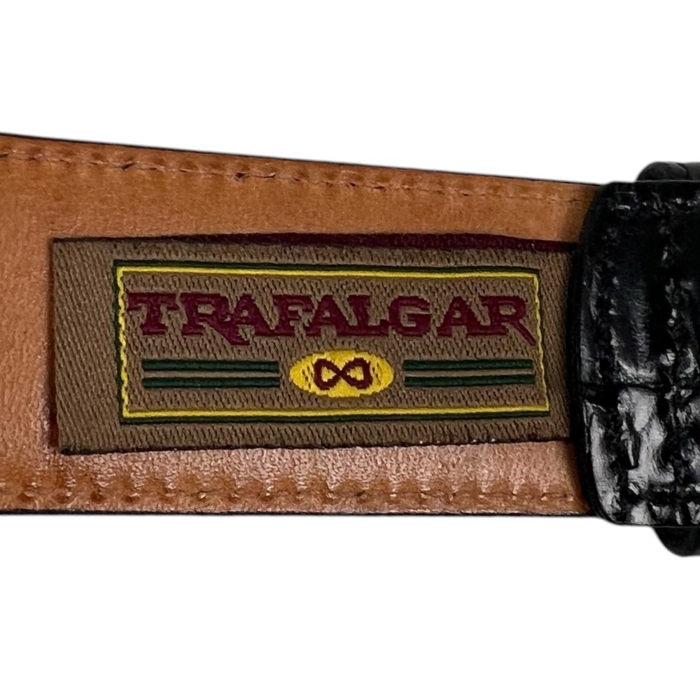 Trafalgar Mens 36 Black Embossed Italian Calfskin Leather Belt Made In USA Croc - Picture 9 of 16